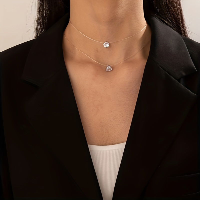 Collier "Cœur de Cristal" en Fil Invisible