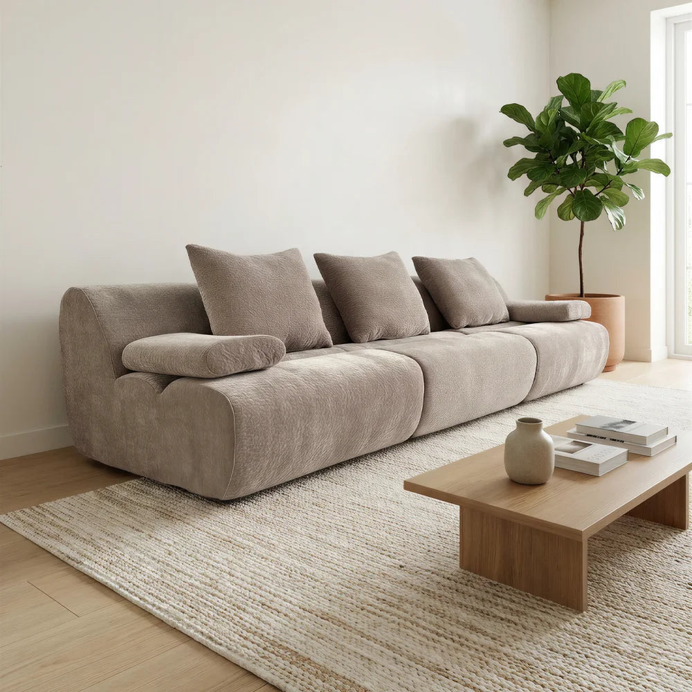 Canapé d’Angle 3 Places Moderne en Flanelle