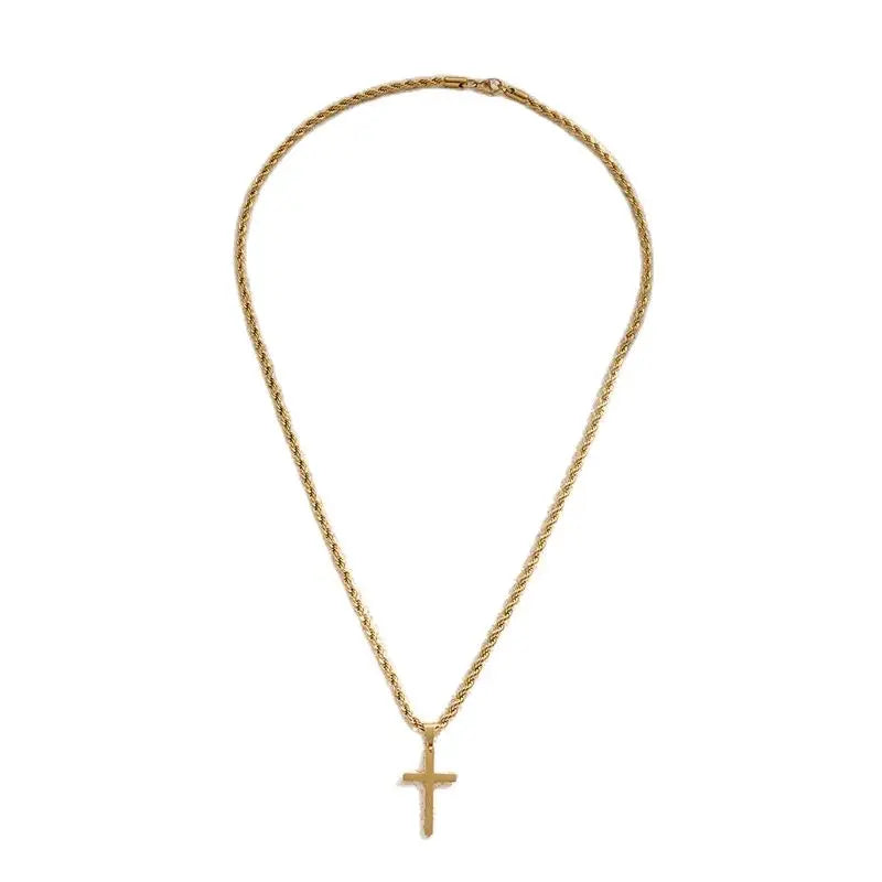 Collier Croix Minimaliste en Acier & Titane