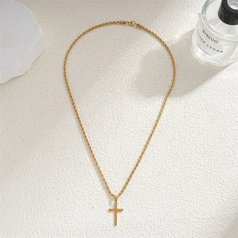 Collier Croix Minimaliste en Acier & Titane