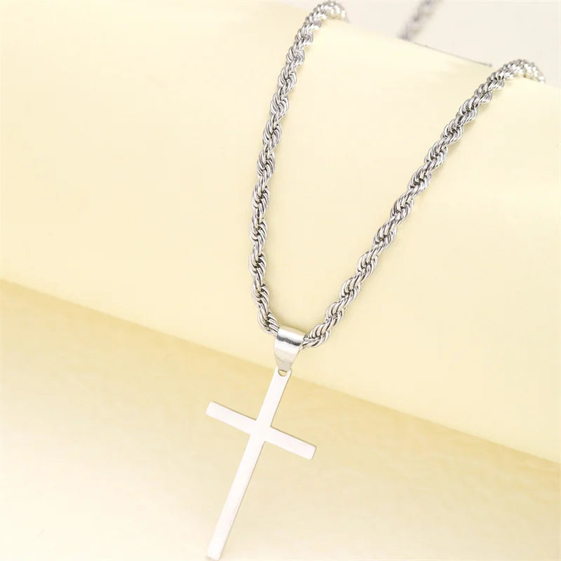 Collier Croix Minimaliste en Acier & Titane