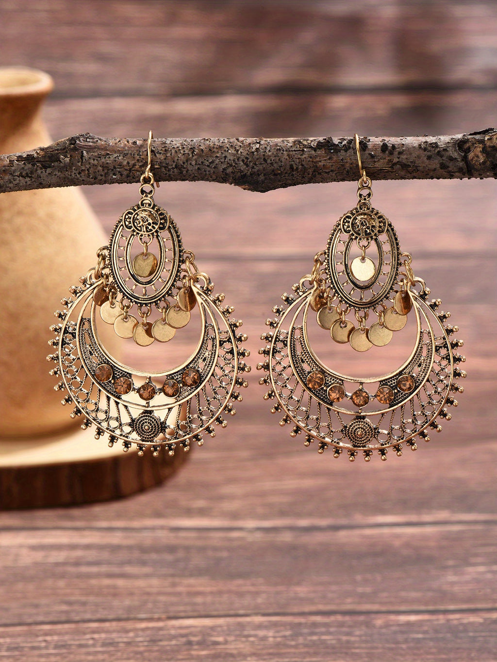 Boucles d’Oreilles "Boho Chic" – Arabesques Évidées