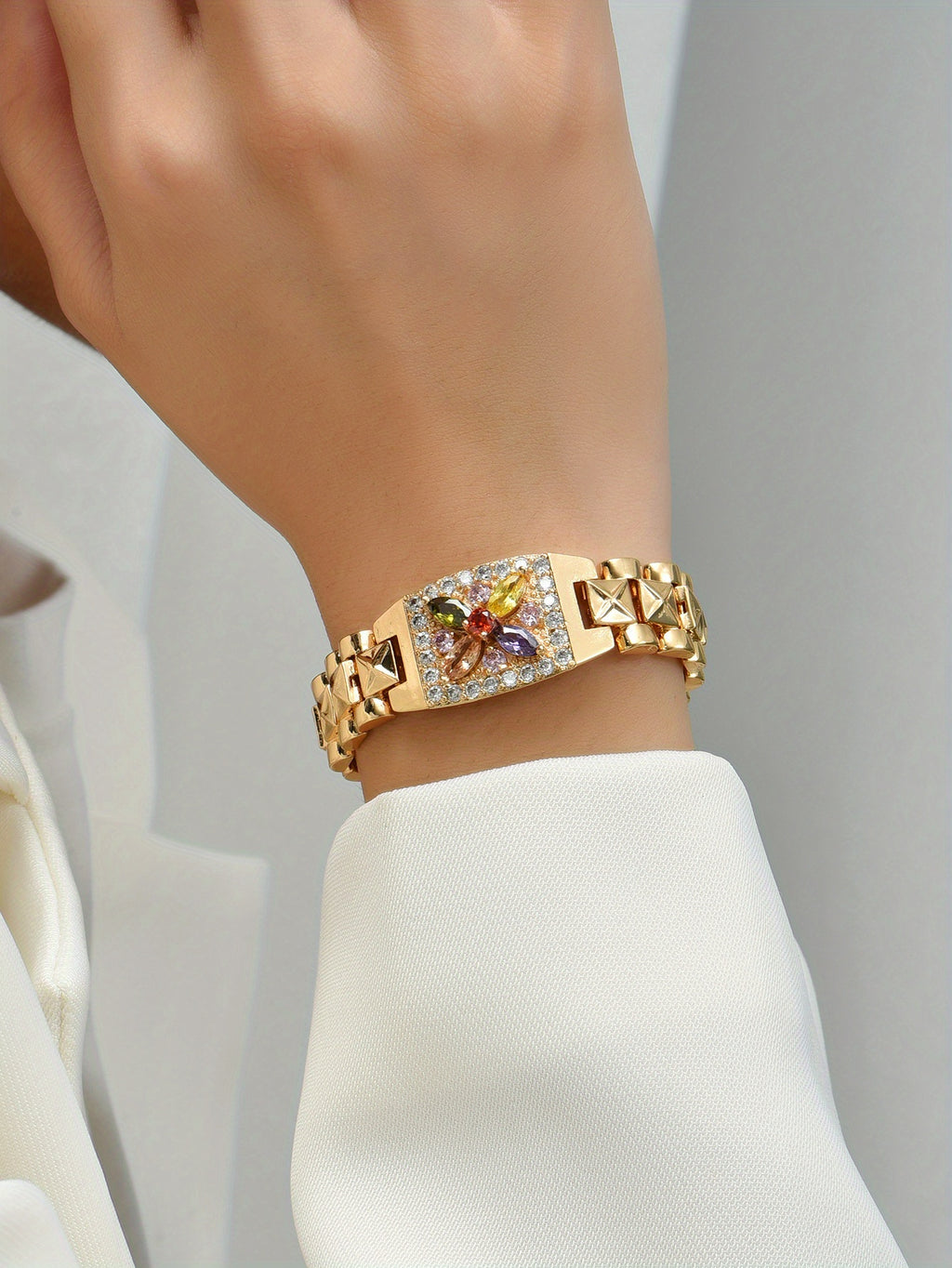 Bracelet "Éclosion Solaire" – Fleurs de Zircon